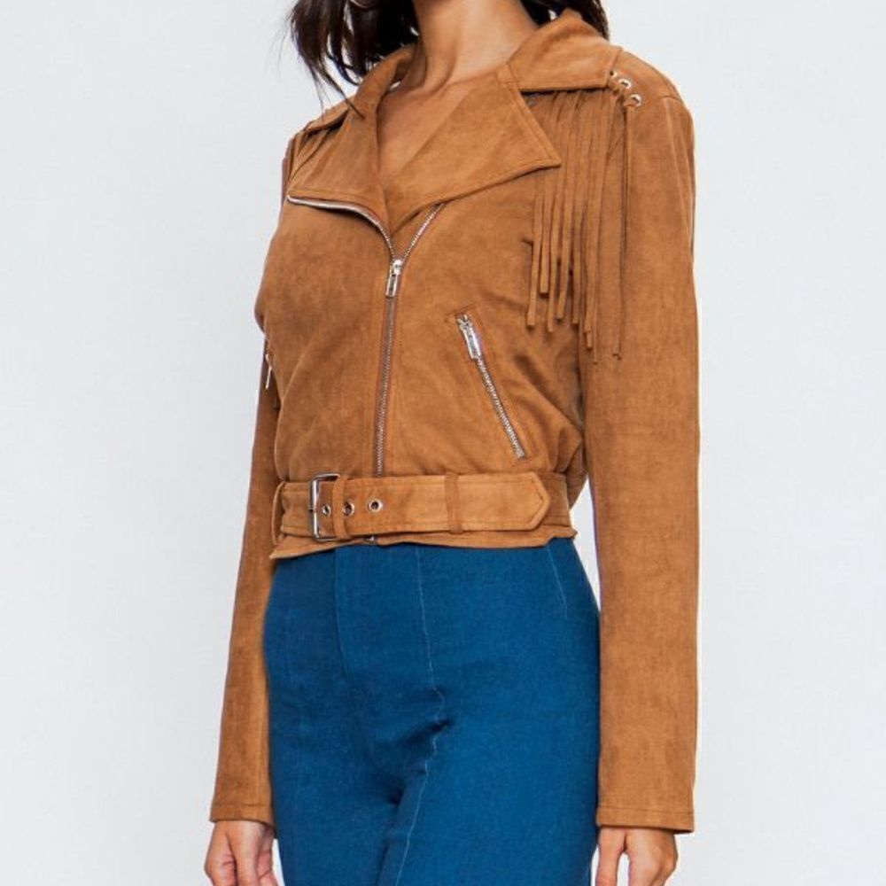 New Suede Grommet Fringe Jacket by Flying Tomato - Picture 7 of 8